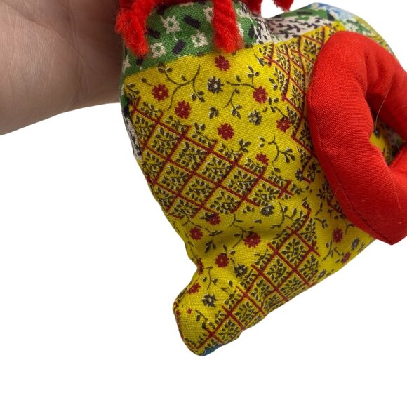 Handmade Patchwork stuffed cat Christmas ornament button eyes hanging - Picture 4 of 6